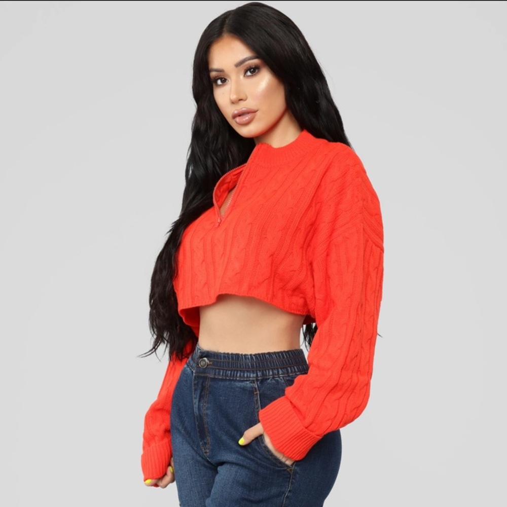 FASHION NOVA Karina Sweater - Orange in Size S